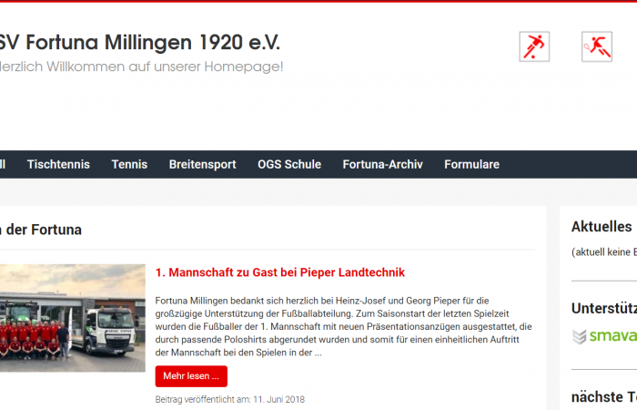 Fortuna Millingen präsentiert sich auf neuer Homepage